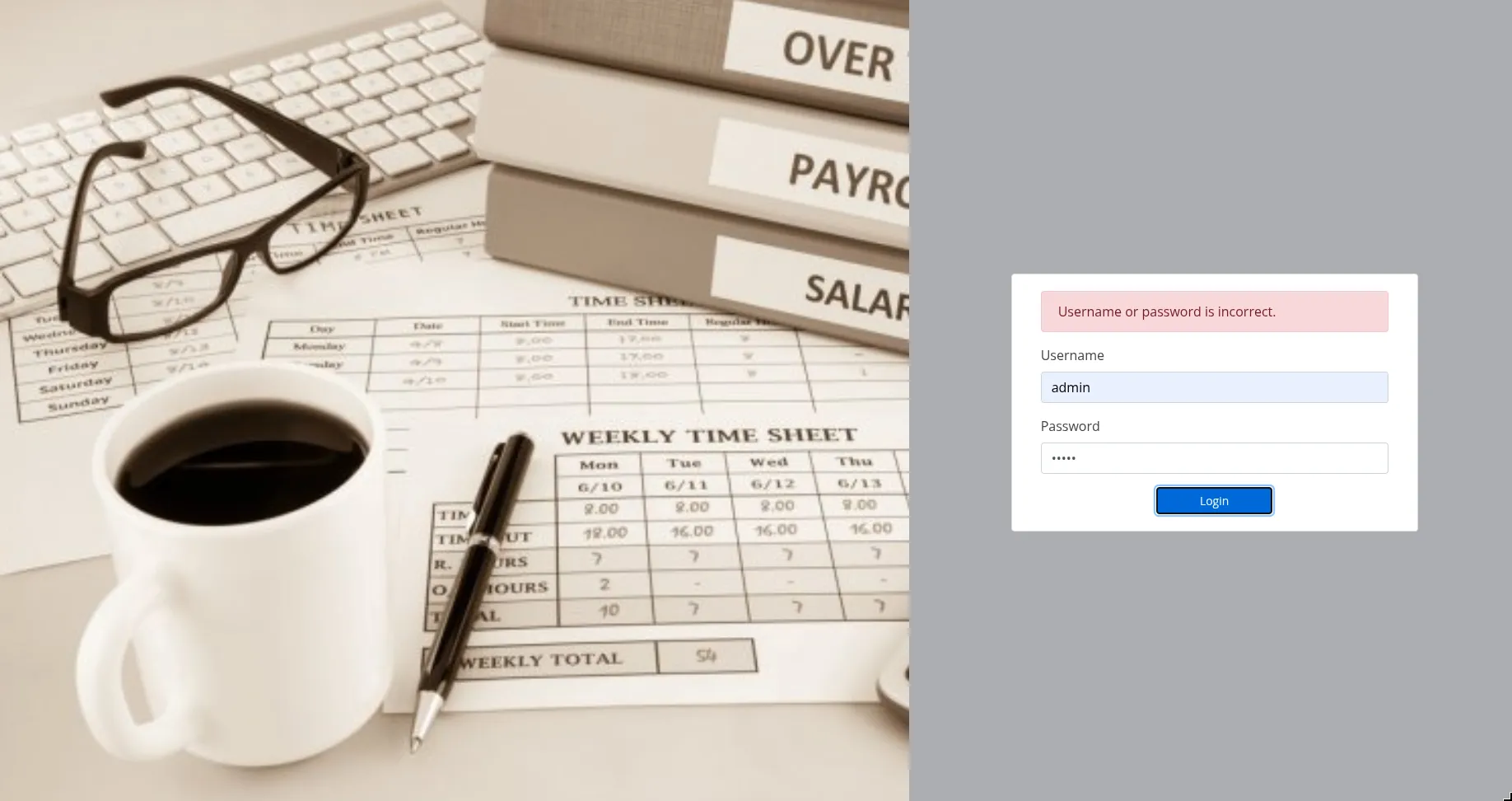 preprod-payroll.trick.htb login page with username and password fields