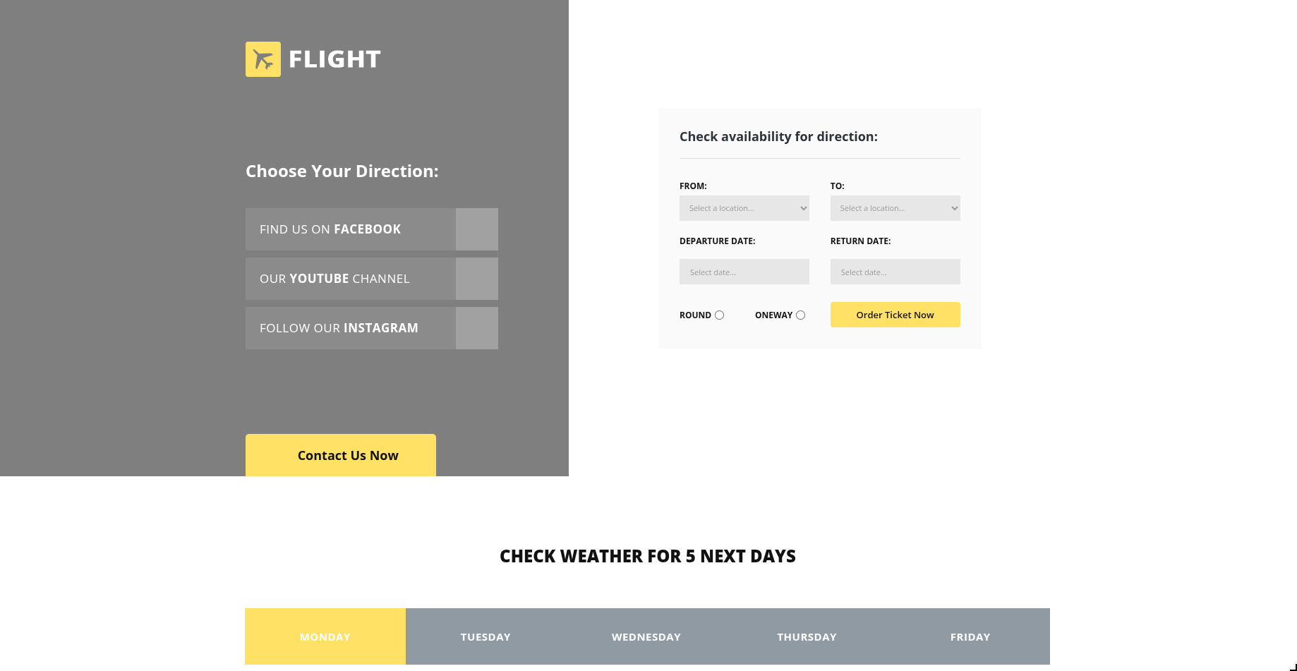 Internal IIS site showing a flight ticket ordering application