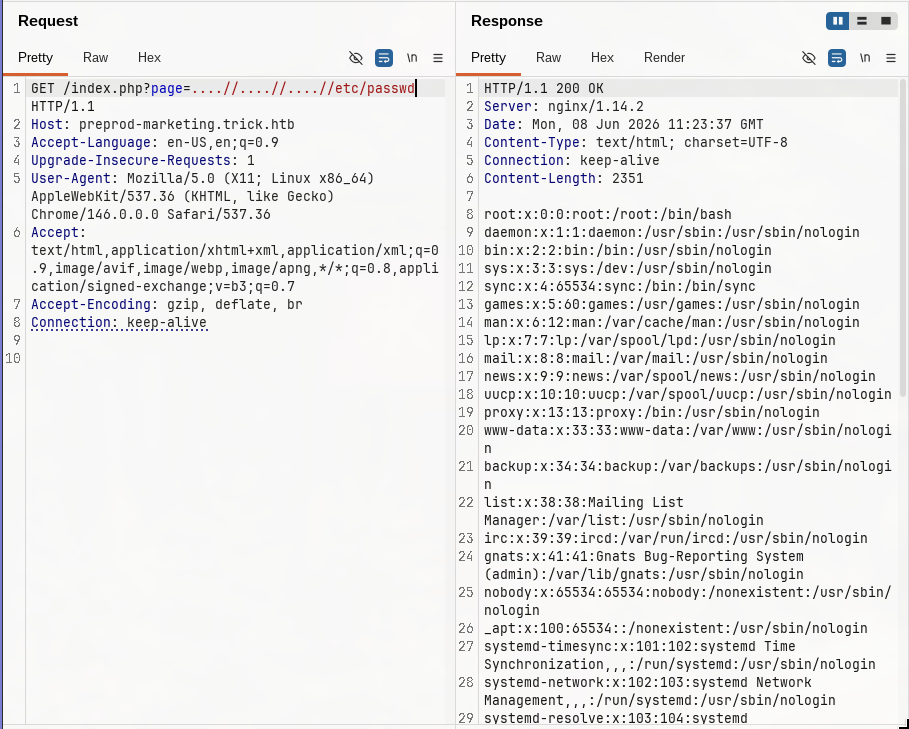 /etc/passwd contents showing root and michael with /bin/bash login shells